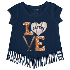 MLB Houston Astros Tiny Turnip Girls Youth Baseball Love Fringe T-Shirt