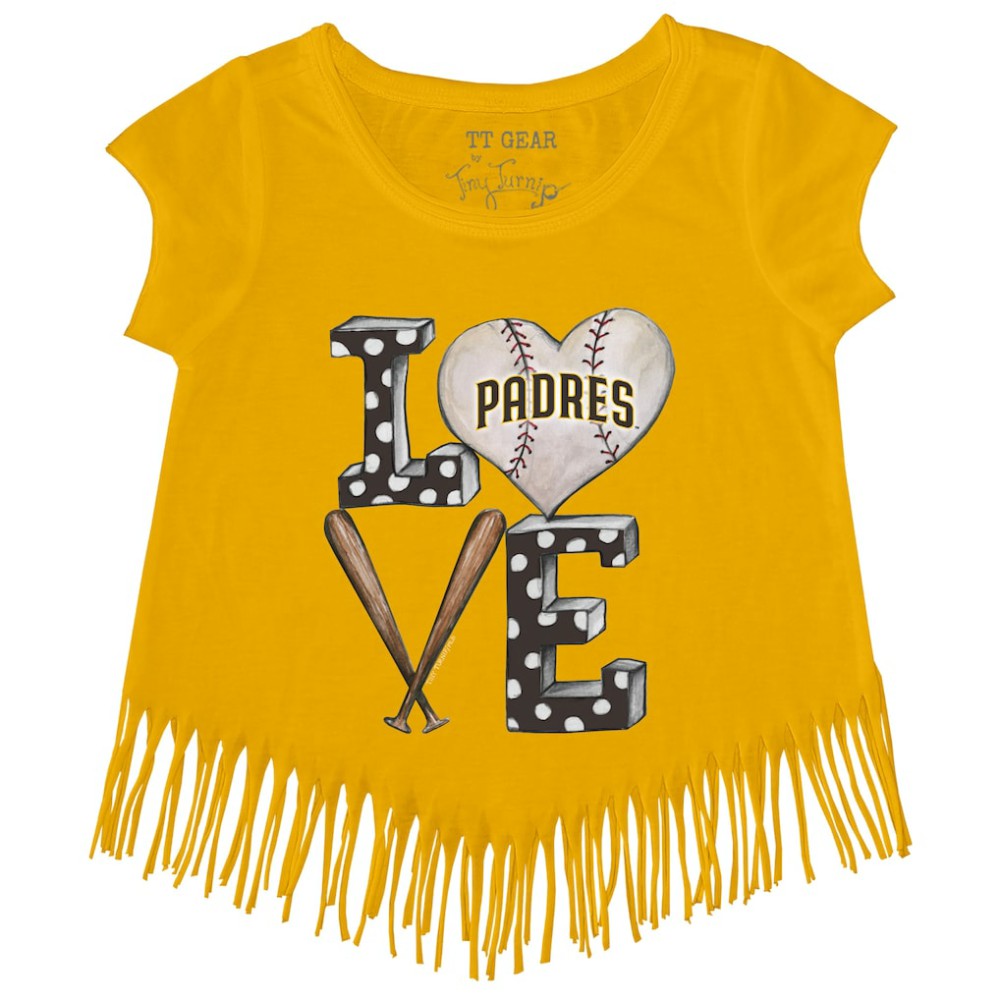 MLB San Diego Padres Tiny Turnip Girls Youth Baseball Love Fringe T-Shirt
