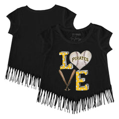 MLB Pittsburgh Pirates Tiny Turnip Girls Youth Baseball Love Fringe T-Shirt