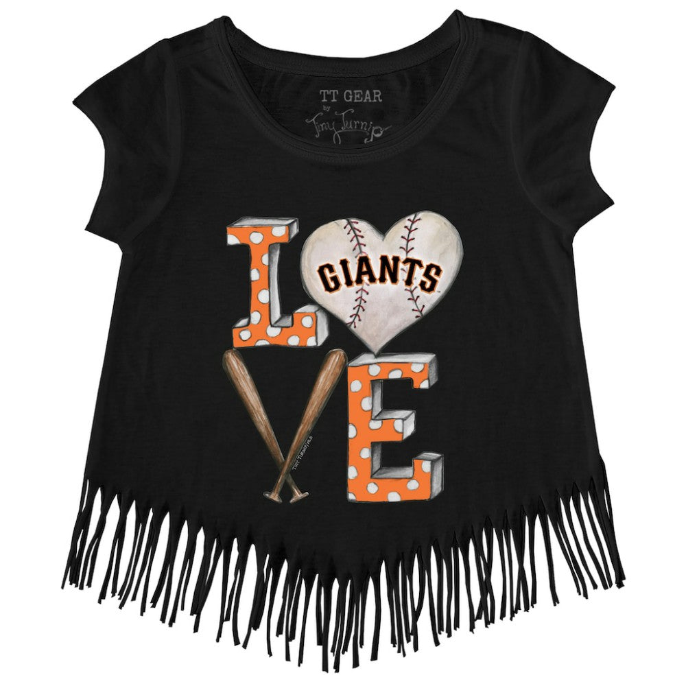 MLB San Francisco Giants Tiny Turnip Girls Youth Baseball Love Fringe T-Shirt