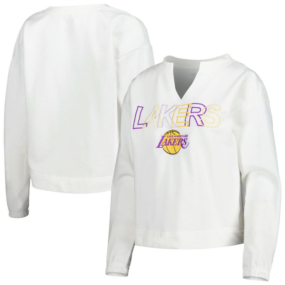 NBA Los Angeles Lakers Concepts Sport Women's Sunray Notch Neck Long Sleeve Top