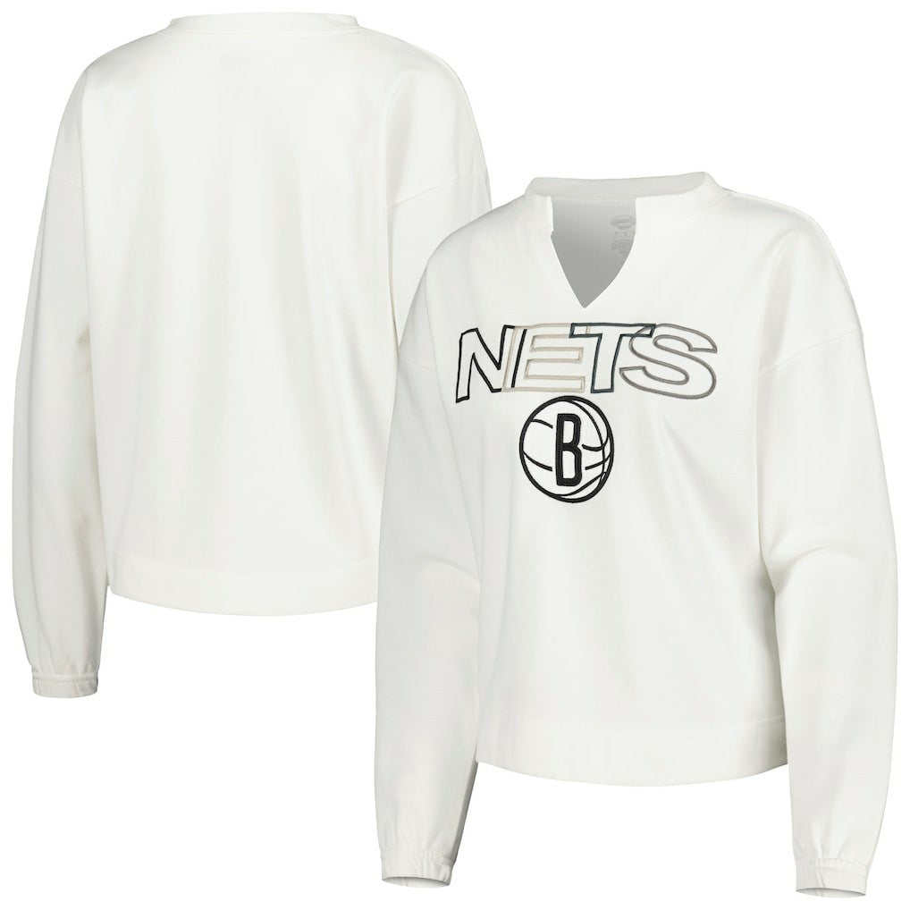 NBA Brooklyn Nets Concepts Sport Women's Sunray Notch Neck Long Sleeve Top
