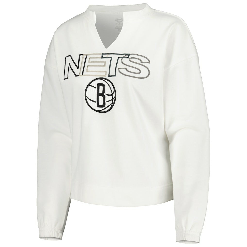 NBA Brooklyn Nets Concepts Sport Women's Sunray Notch Neck Long Sleeve Top