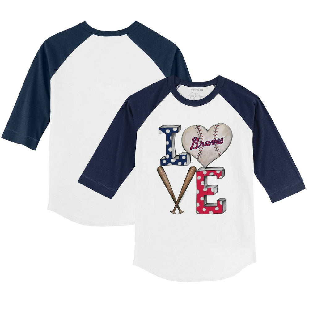 MLB Atlanta Braves Tiny Turnip Youth Baseball Love 3/4-Sleeve Raglan T-Shirt