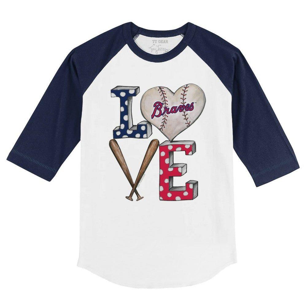 MLB Atlanta Braves Tiny Turnip Youth Baseball Love 3/4-Sleeve Raglan T-Shirt