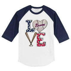 MLB Atlanta Braves Tiny Turnip Youth Baseball Love 3/4-Sleeve Raglan T-Shirt