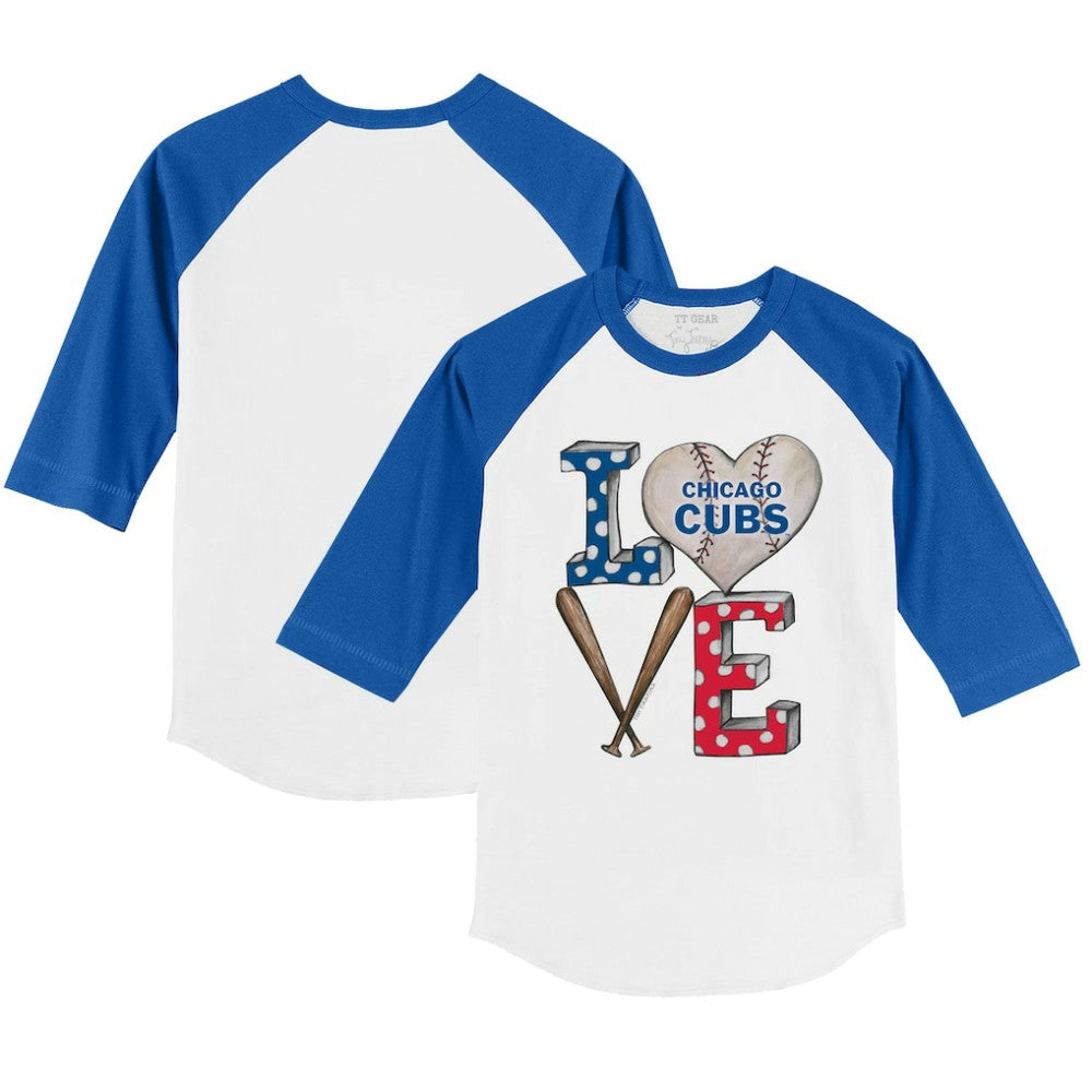 MLB Chicago Cubs Tiny Turnip Youth Baseball Love 3/4-Sleeve Raglan T-Shirt