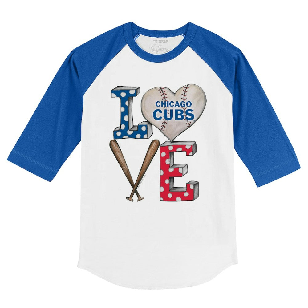 MLB Chicago Cubs Tiny Turnip Youth Baseball Love 3/4-Sleeve Raglan T-Shirt