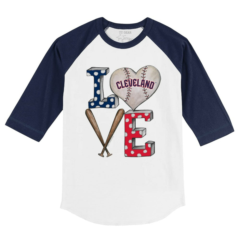 MLB Cleveland Guardians Tiny Turnip Youth Baseball Love 3/4-Sleeve Raglan T-Shirt