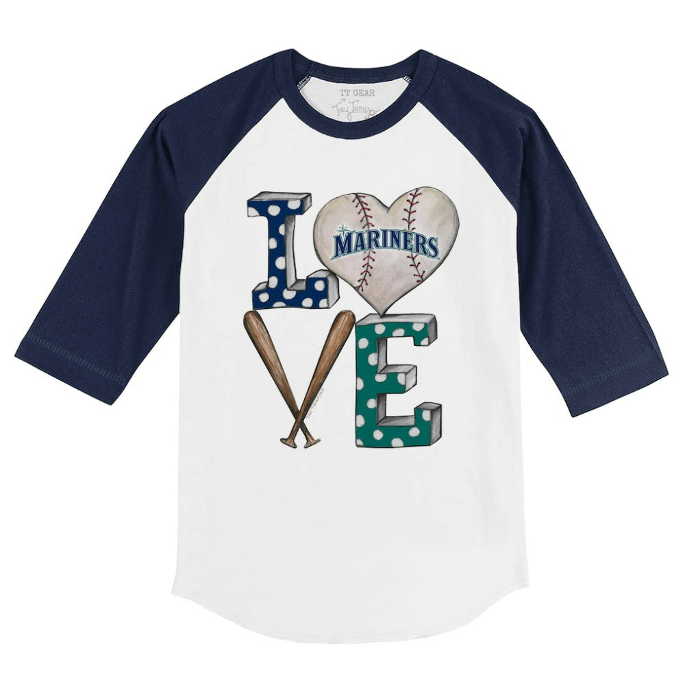 MLB Seattle Mariners Tiny Turnip Youth Baseball Love 3/4-Sleeve Raglan T-Shirt