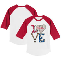 MLB Philadelphia Phillies Tiny Turnip Youth Baseball Love 3/4-Sleeve Raglan T-Shirt