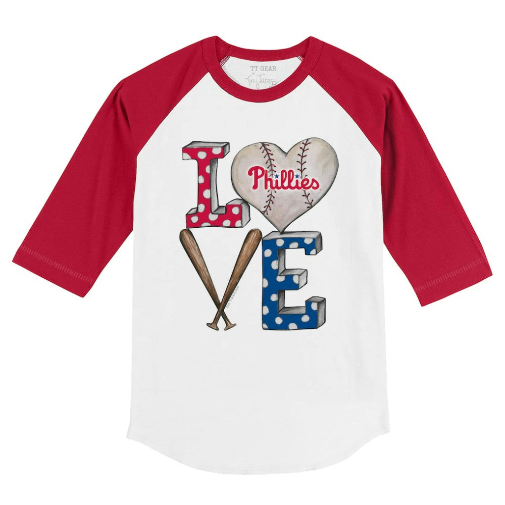 MLB Philadelphia Phillies Tiny Turnip Youth Baseball Love 3/4-Sleeve Raglan T-Shirt