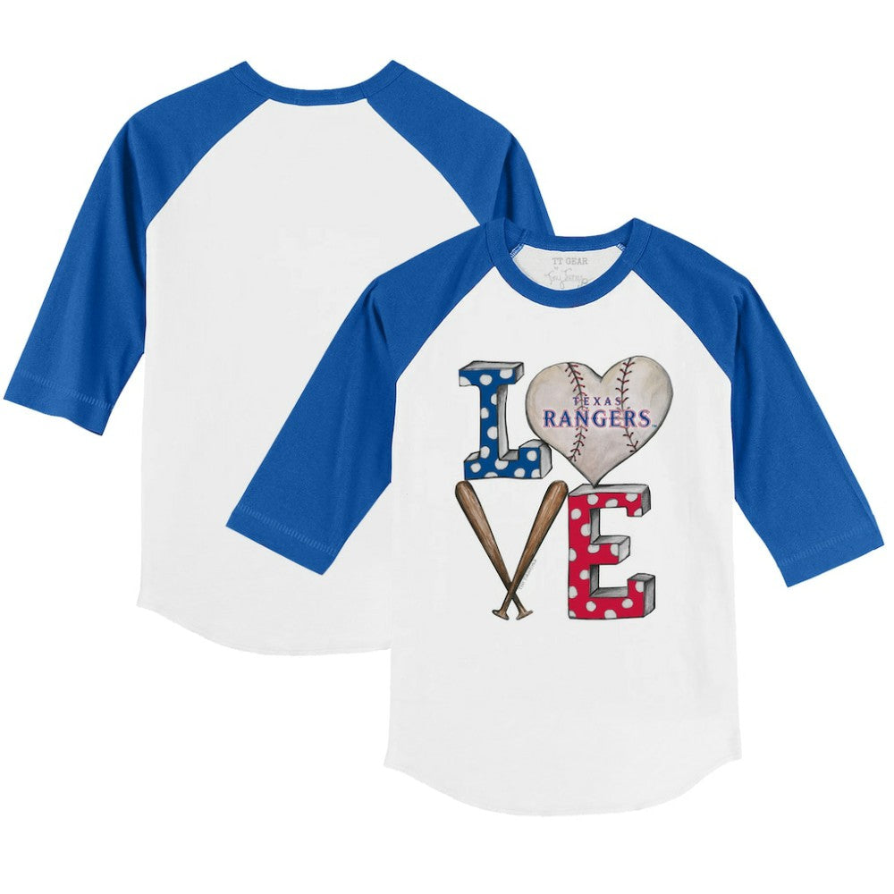 MLB Texas Rangers Tiny Turnip Youth Baseball Love 3/4-Sleeve Raglan T-Shirt