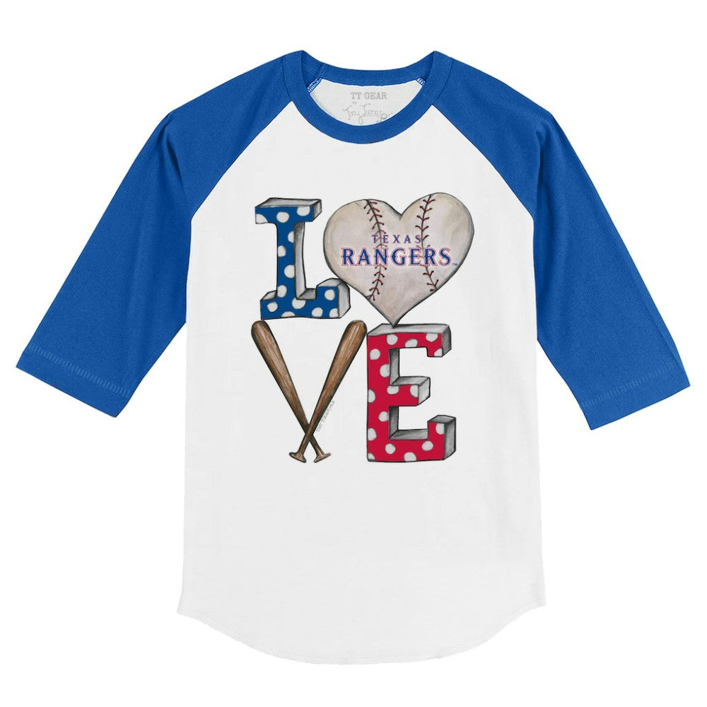 MLB Texas Rangers Tiny Turnip Youth Baseball Love 3/4-Sleeve Raglan T-Shirt