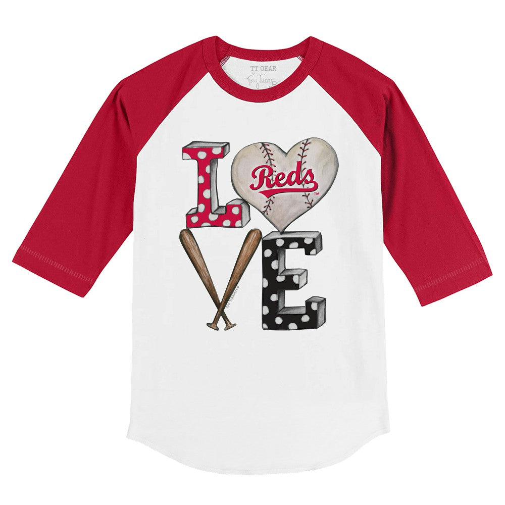 MLB Cincinnati Reds Tiny Turnip Youth Baseball Love 3/4-Sleeve Raglan T-Shirt