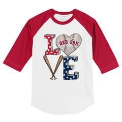 MLB Boston Red Sox Tiny Turnip Youth Baseball Love 3/4-Sleeve Raglan T-Shirt