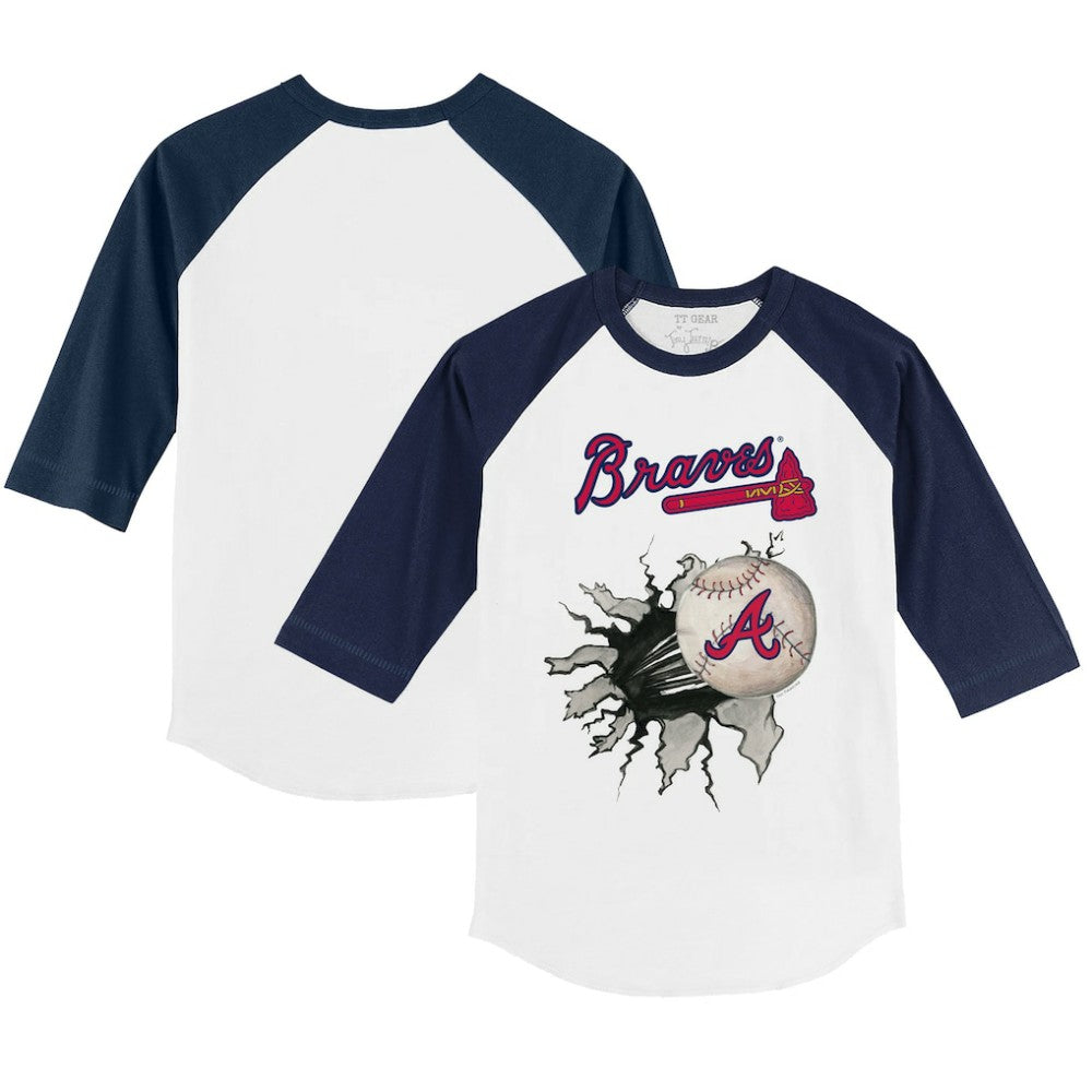 MLB Atlanta Braves Tiny Turnip Youth Baseball Tear 3/4-Sleeve Raglan T-Shirt