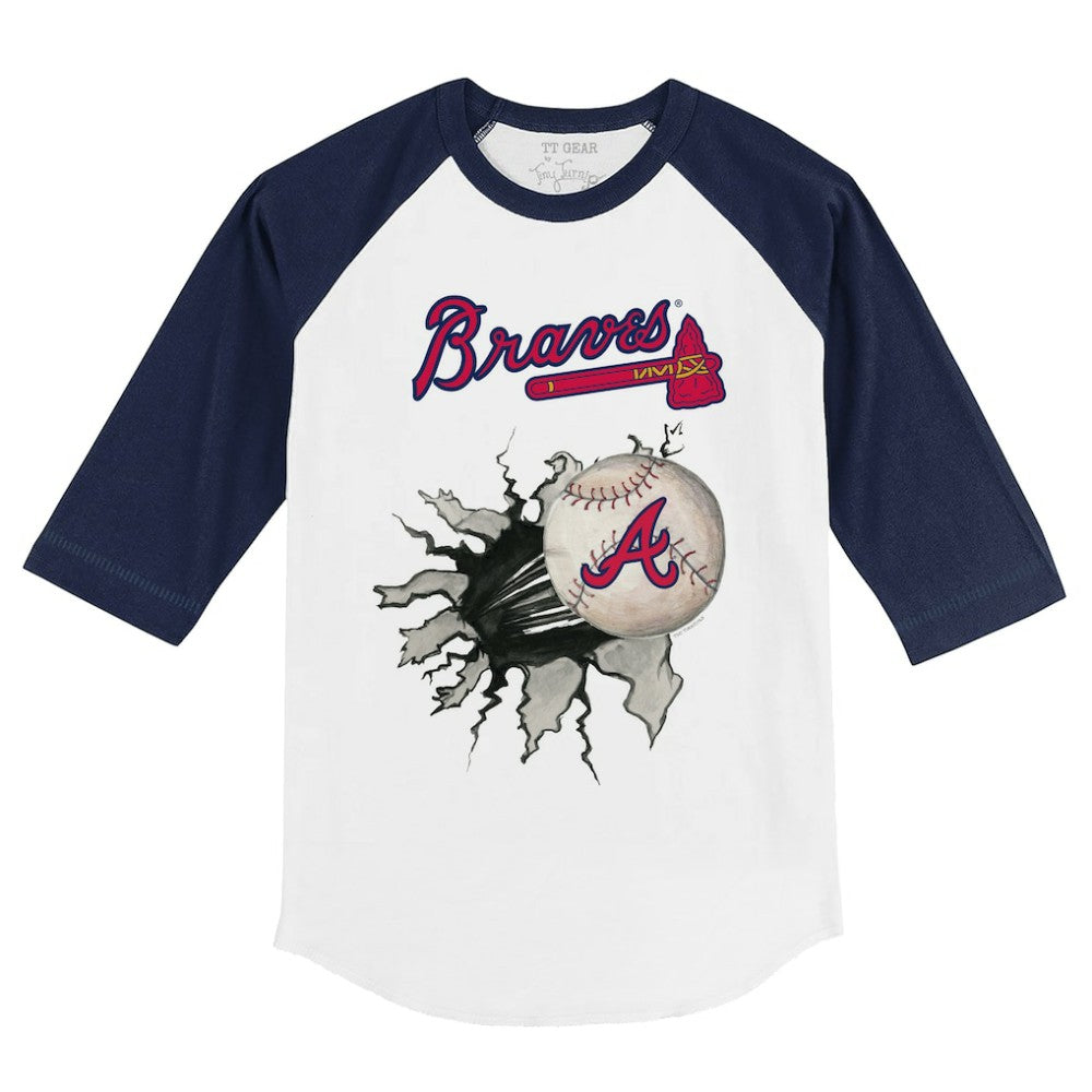 MLB Atlanta Braves Tiny Turnip Youth Baseball Tear 3/4-Sleeve Raglan T-Shirt