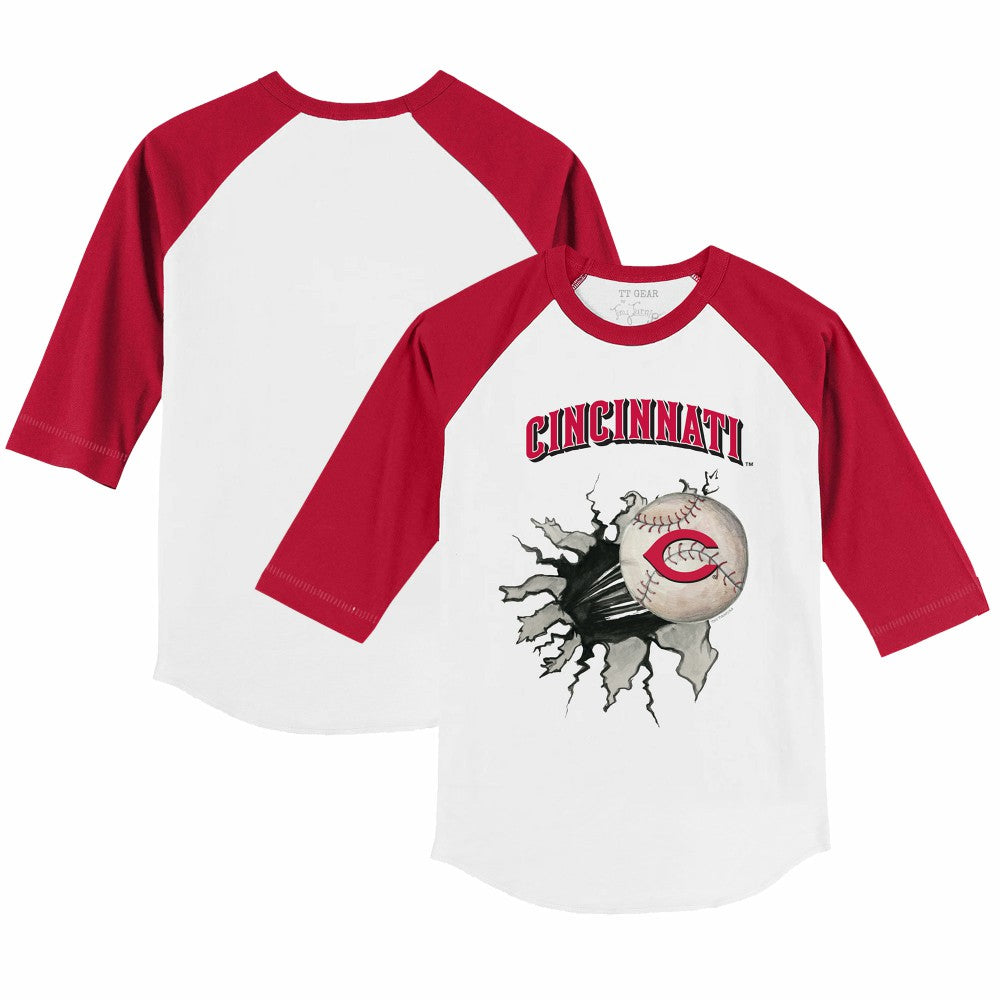 MLB Cincinnati Reds Tiny Turnip Youth Baseball Tear 3/4-Sleeve Raglan T-Shirt