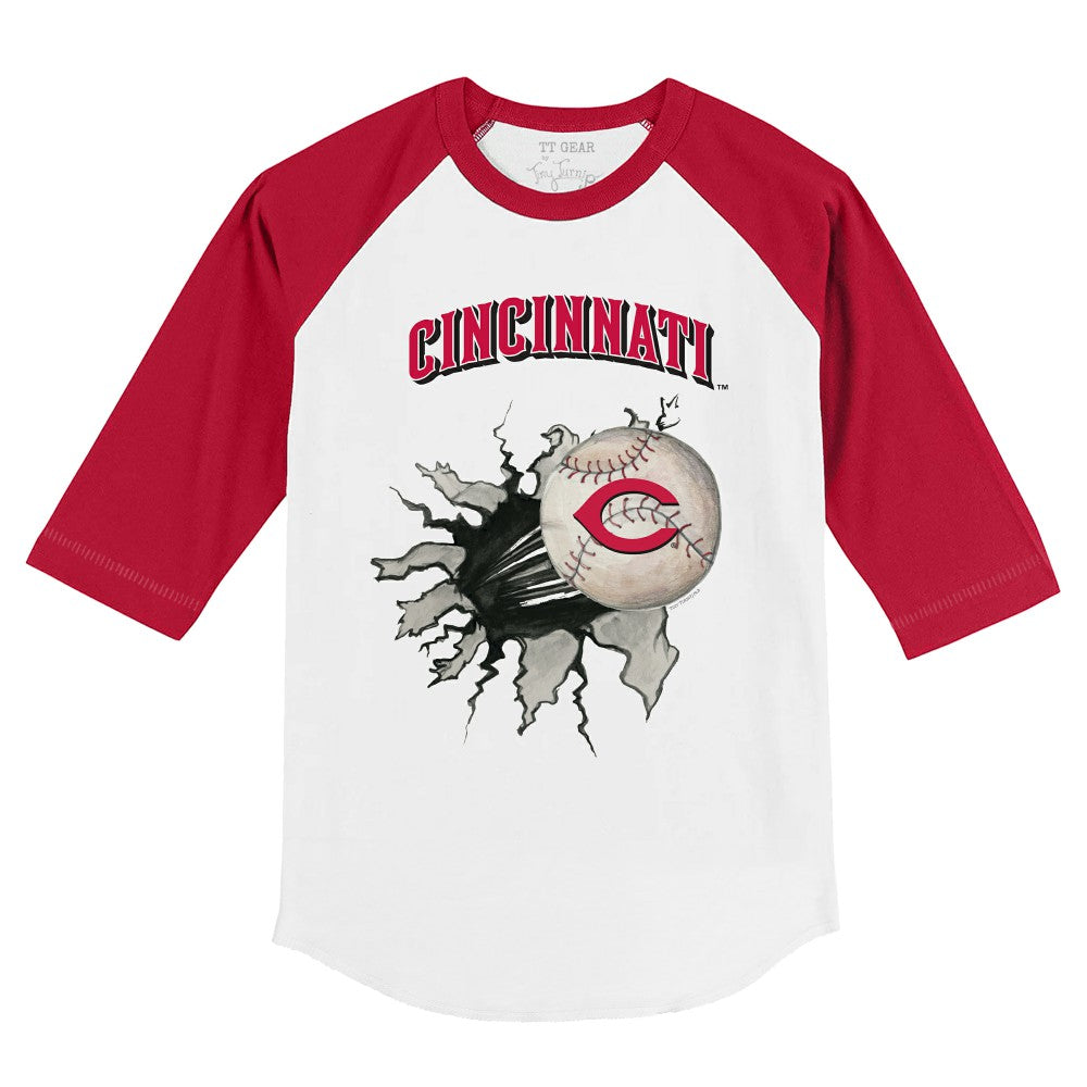MLB Cincinnati Reds Tiny Turnip Youth Baseball Tear 3/4-Sleeve Raglan T-Shirt