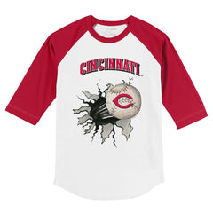 MLB Cincinnati Reds Tiny Turnip Youth Baseball Tear 3/4-Sleeve Raglan T-Shirt