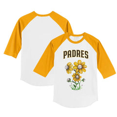 MLB San Diego Padres Tiny Turnip Youth Blooming Baseballs 3/4-Sleeve Raglan T-Shirt