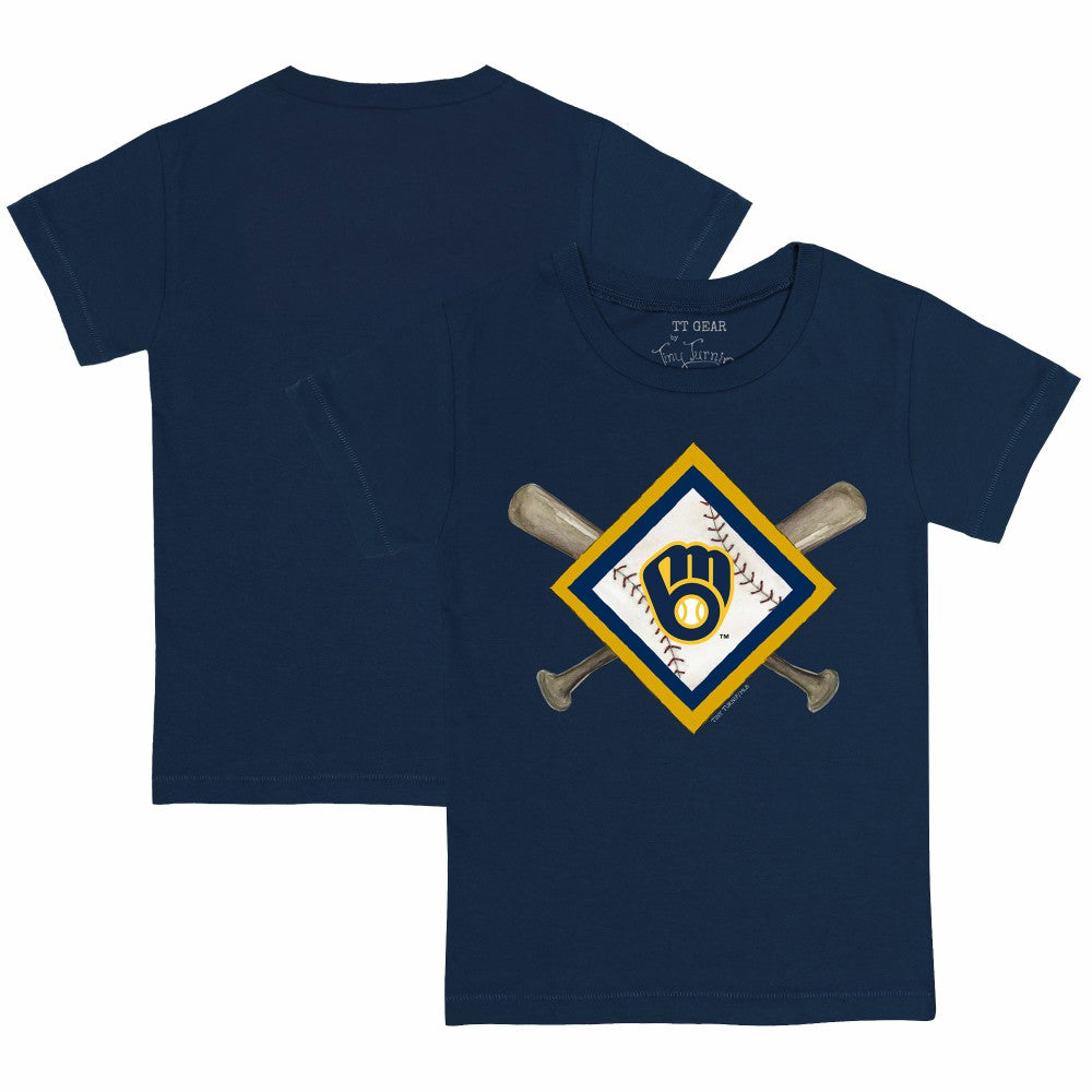 MLB Milwaukee Brewers Tiny Turnip Youth Diamond Cross Bats T-Shirt