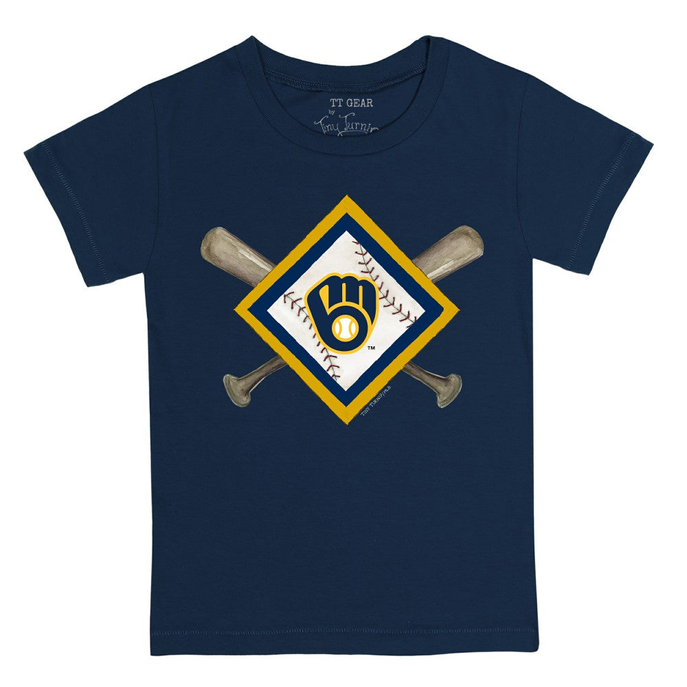 MLB Milwaukee Brewers Tiny Turnip Youth Diamond Cross Bats T-Shirt