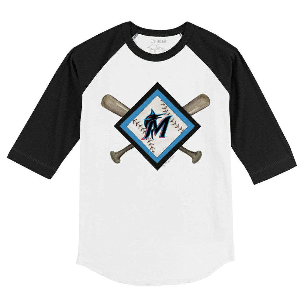 MLB Miami Marlins Tiny Turnip Youth Diamond Cross Bats 3/4-Sleeve Raglan T-Shirt
