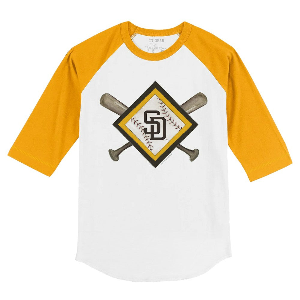 MLB San Diego Padres Tiny Turnip Youth Diamond Cross Bats 3/4-Sleeve Raglan T-Shirt