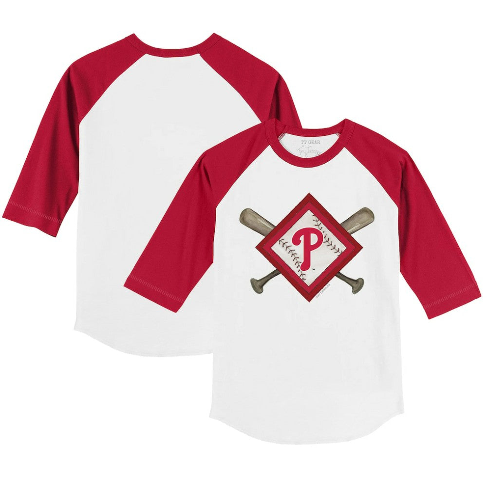 MLB Philadelphia Phillies Tiny Turnip Youth Diamond Cross Bats 3/4-Sleeve Raglan T-Shirt