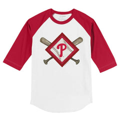 MLB Philadelphia Phillies Tiny Turnip Youth Diamond Cross Bats 3/4-Sleeve Raglan T-Shirt