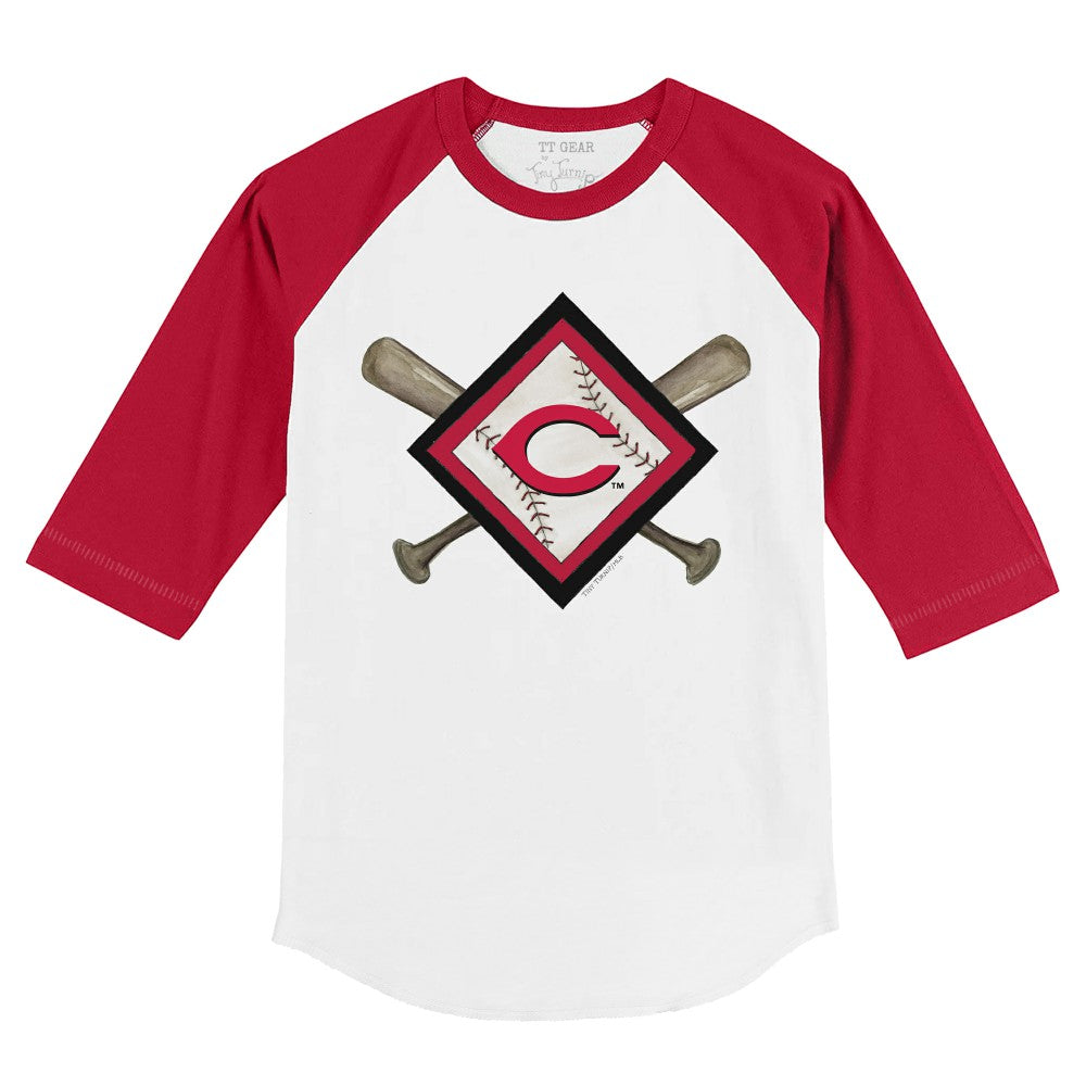 MLB Cincinnati Reds Tiny Turnip Youth Diamond Cross Bats 3/4-Sleeve Raglan T-Shirt