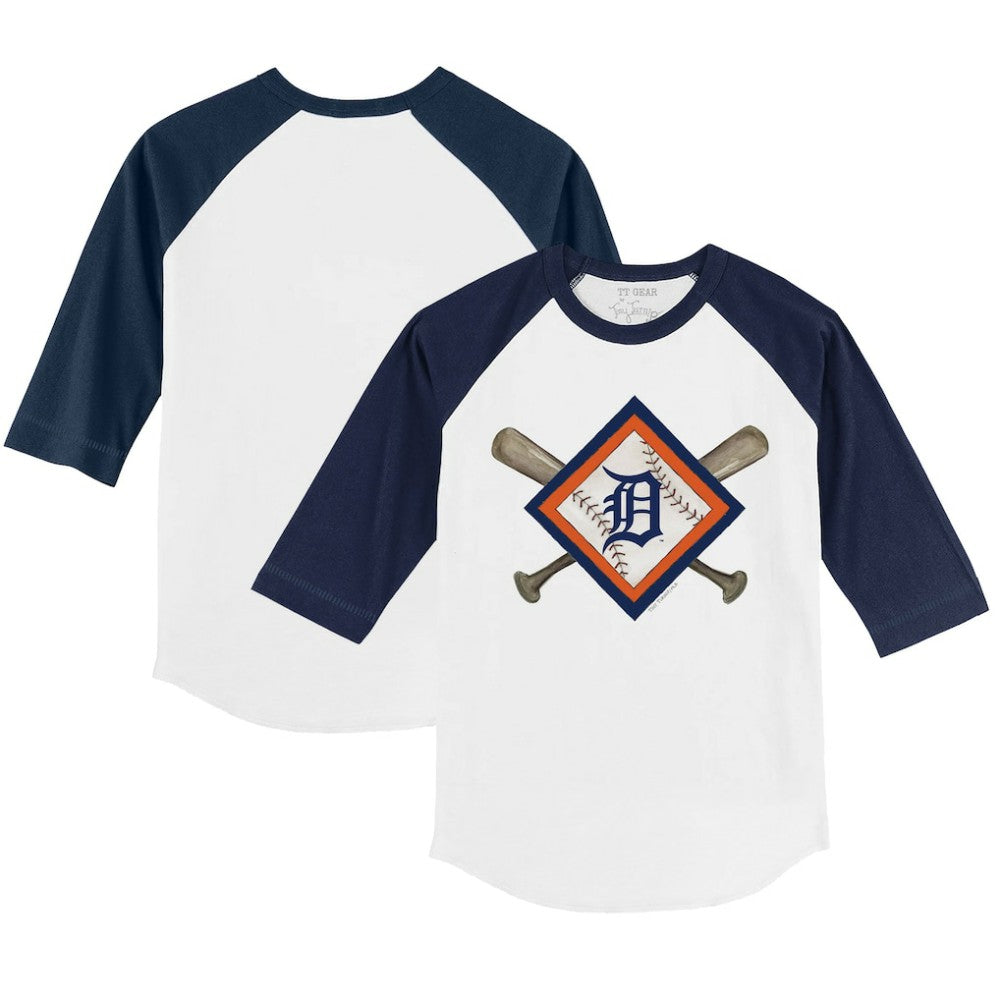 MLB Detroit Tigers Tiny Turnip Youth Diamond Cross Bats 3/4-Sleeve Raglan T-Shirt