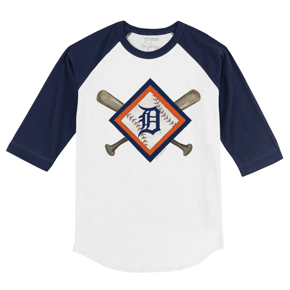 MLB Detroit Tigers Tiny Turnip Youth Diamond Cross Bats 3/4-Sleeve Raglan T-Shirt