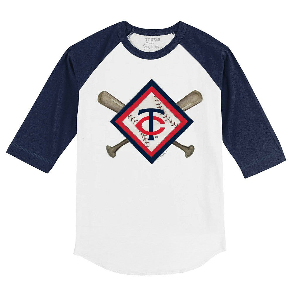 MLB Minnesota Twins Tiny Turnip Youth Diamond Cross Bats 3/4-Sleeve Raglan T-Shirt