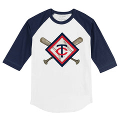 MLB Minnesota Twins Tiny Turnip Youth Diamond Cross Bats 3/4-Sleeve Raglan T-Shirt