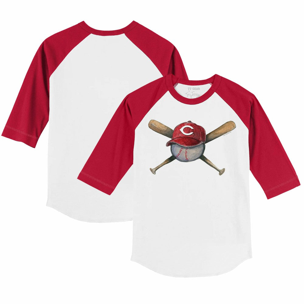 MLB Cincinnati Reds Tiny Turnip Youth Hat Crossbats 3/4-Sleeve Raglan T-Shirt