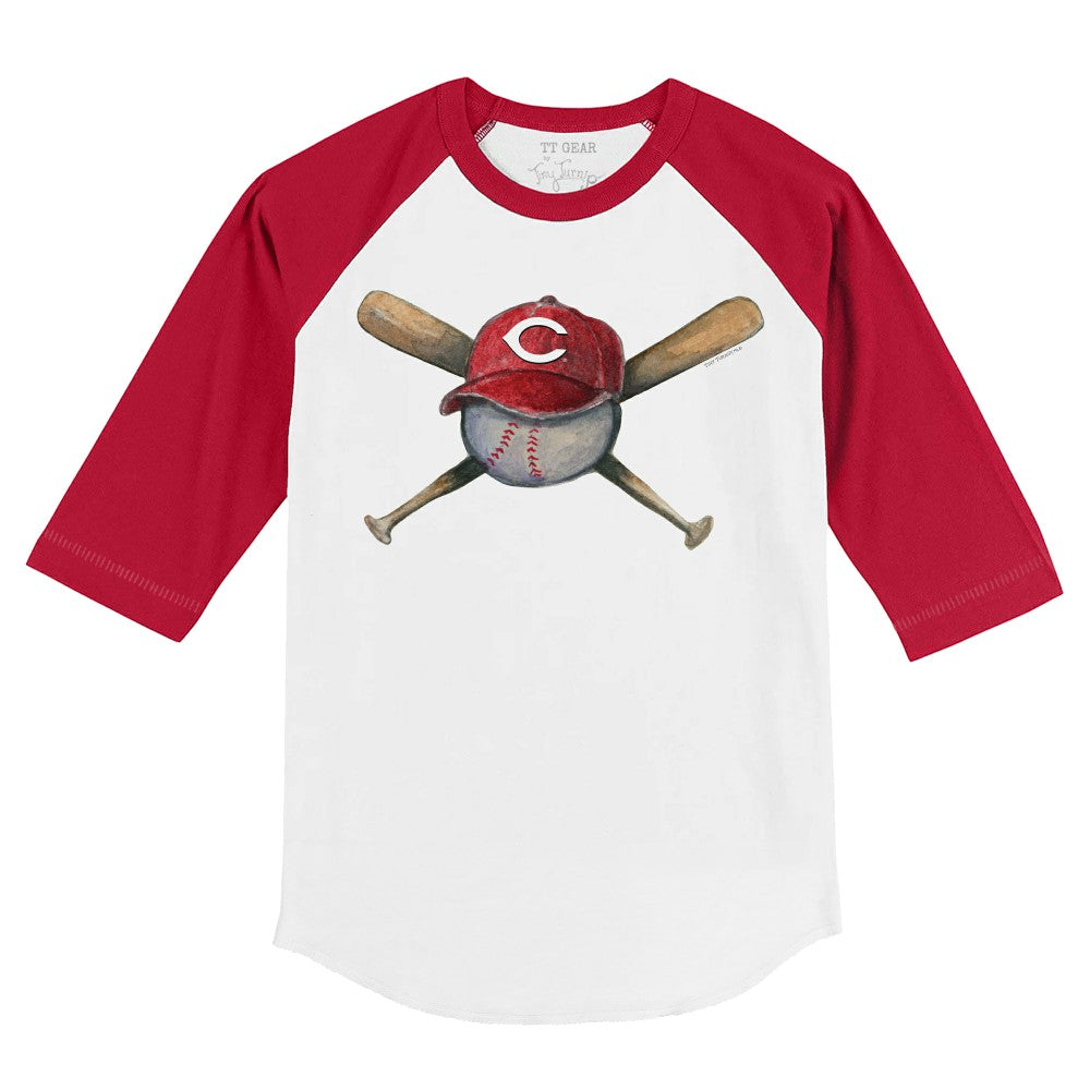 MLB Cincinnati Reds Tiny Turnip Youth Hat Crossbats 3/4-Sleeve Raglan T-Shirt