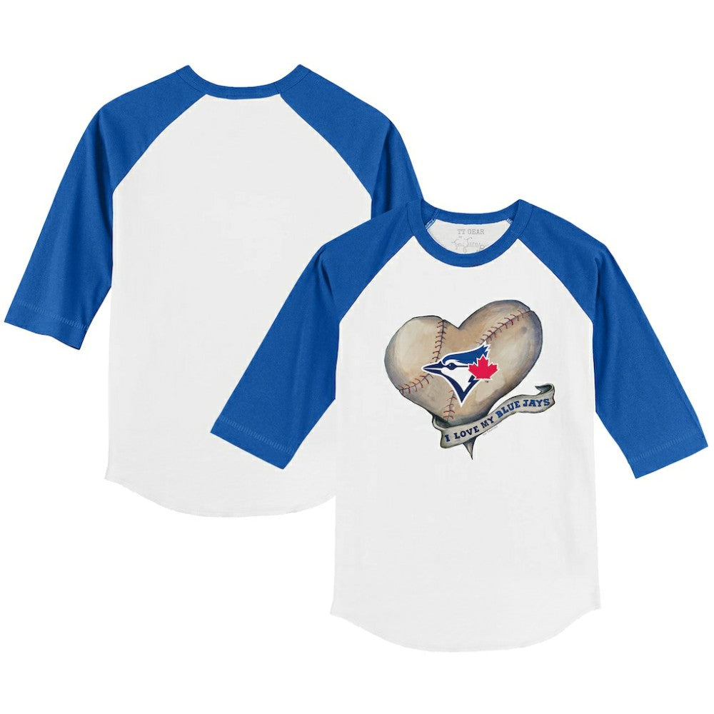 MLB Toronto Blue Jays Tiny Turnip Youth Heart Banner 3/4-Sleeve Raglan T-Shirt