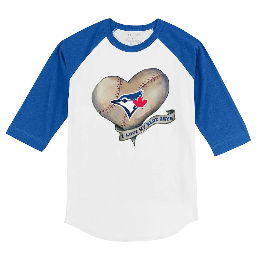 MLB Toronto Blue Jays Tiny Turnip Youth Heart Banner 3/4-Sleeve Raglan T-Shirt