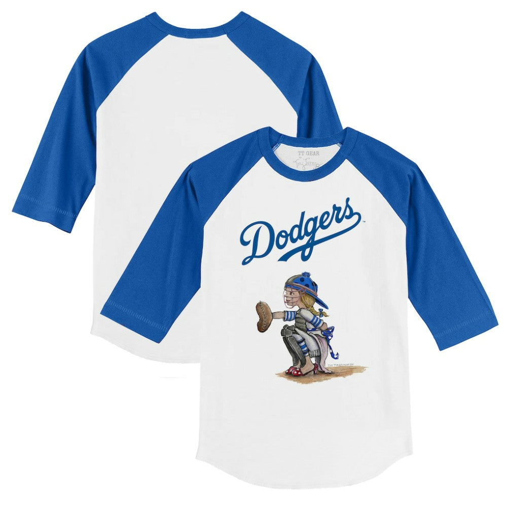 MLB Los Angeles Dodgers Tiny Turnip Youth Kate 3/4-Sleeve Raglan T-Shirt