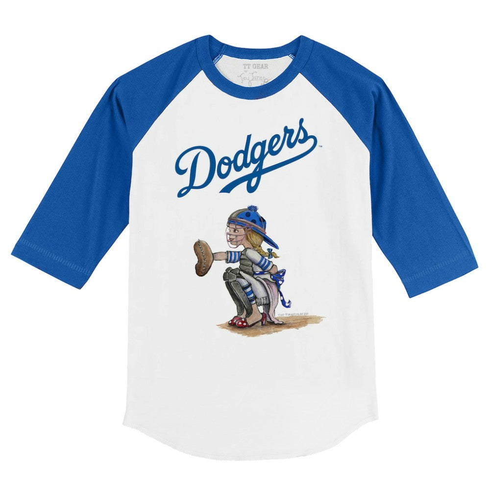 MLB Los Angeles Dodgers Tiny Turnip Youth Kate 3/4-Sleeve Raglan T-Shirt