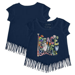 MLB Tampa Bay Rays Tiny Turnip Girls Youth Peace Love Baseball Fringe T-Shirt