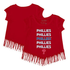 MLB Philadelphia Phillies Tiny Turnip Girls Youth Stacked Fringe T-Shirt