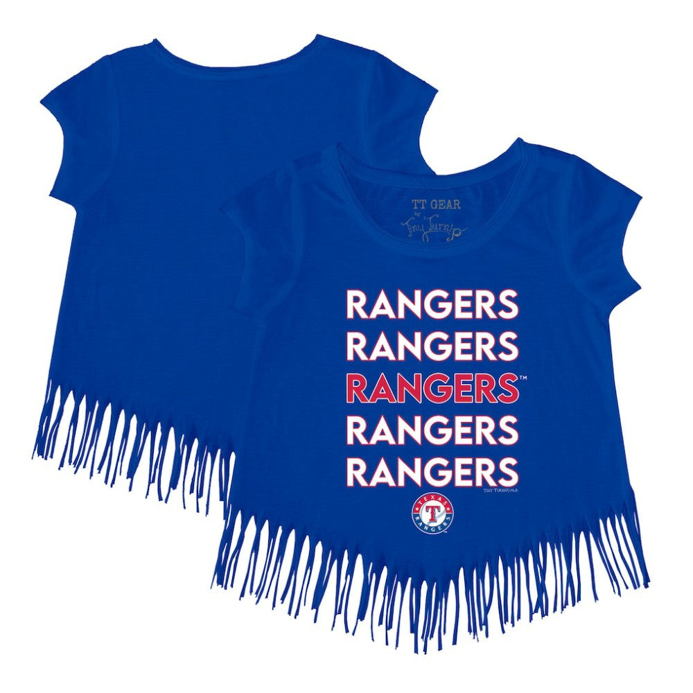 MLB Texas Rangers Tiny Turnip Girls Youth Stacked Fringe T-Shirt