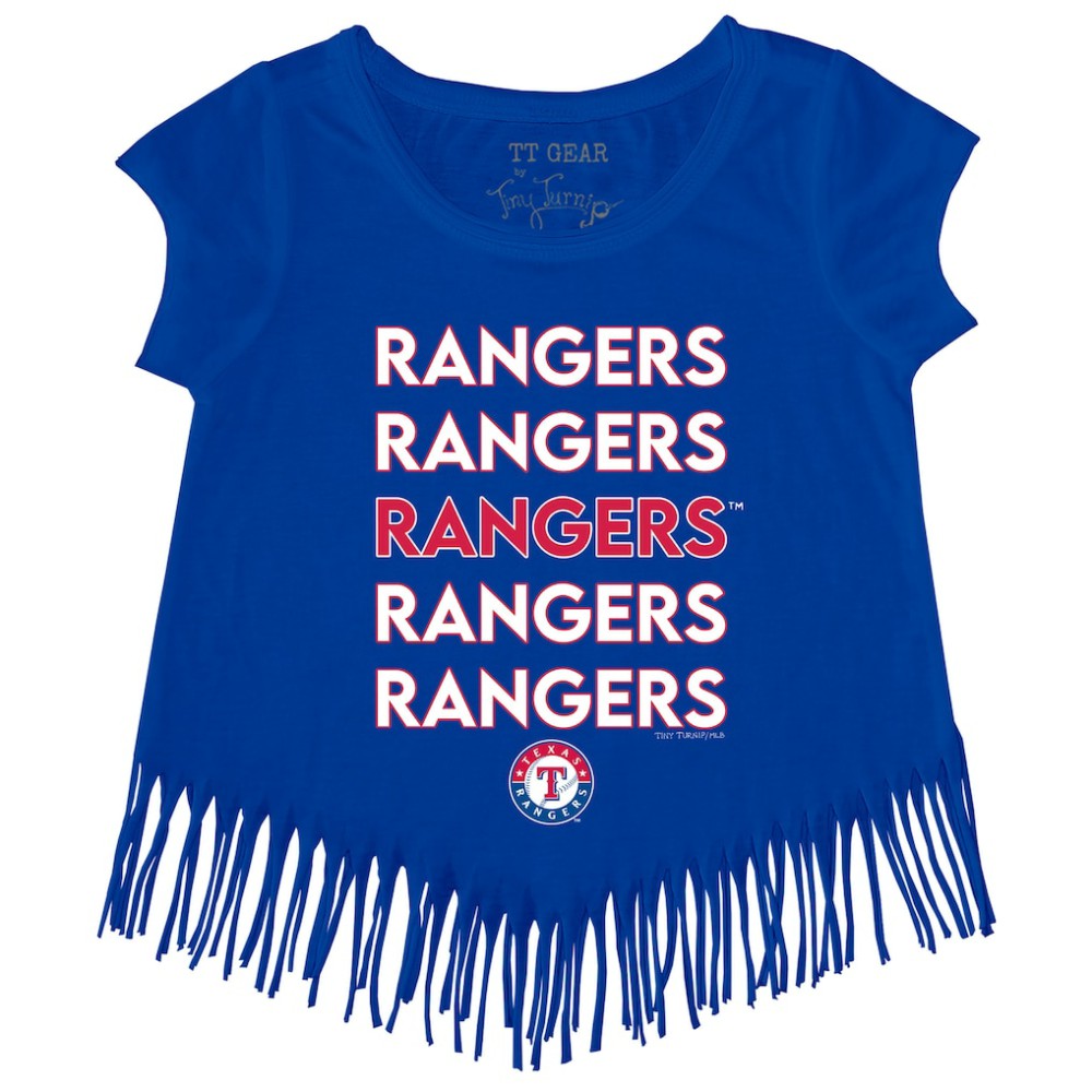 MLB Texas Rangers Tiny Turnip Girls Youth Stacked Fringe T-Shirt