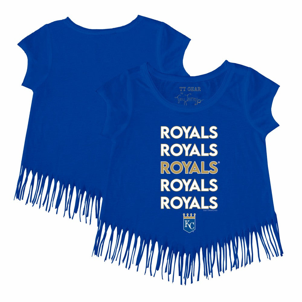 MLB Kansas City Royals Tiny Turnip Girls Youth Stacked Fringe T-Shirt