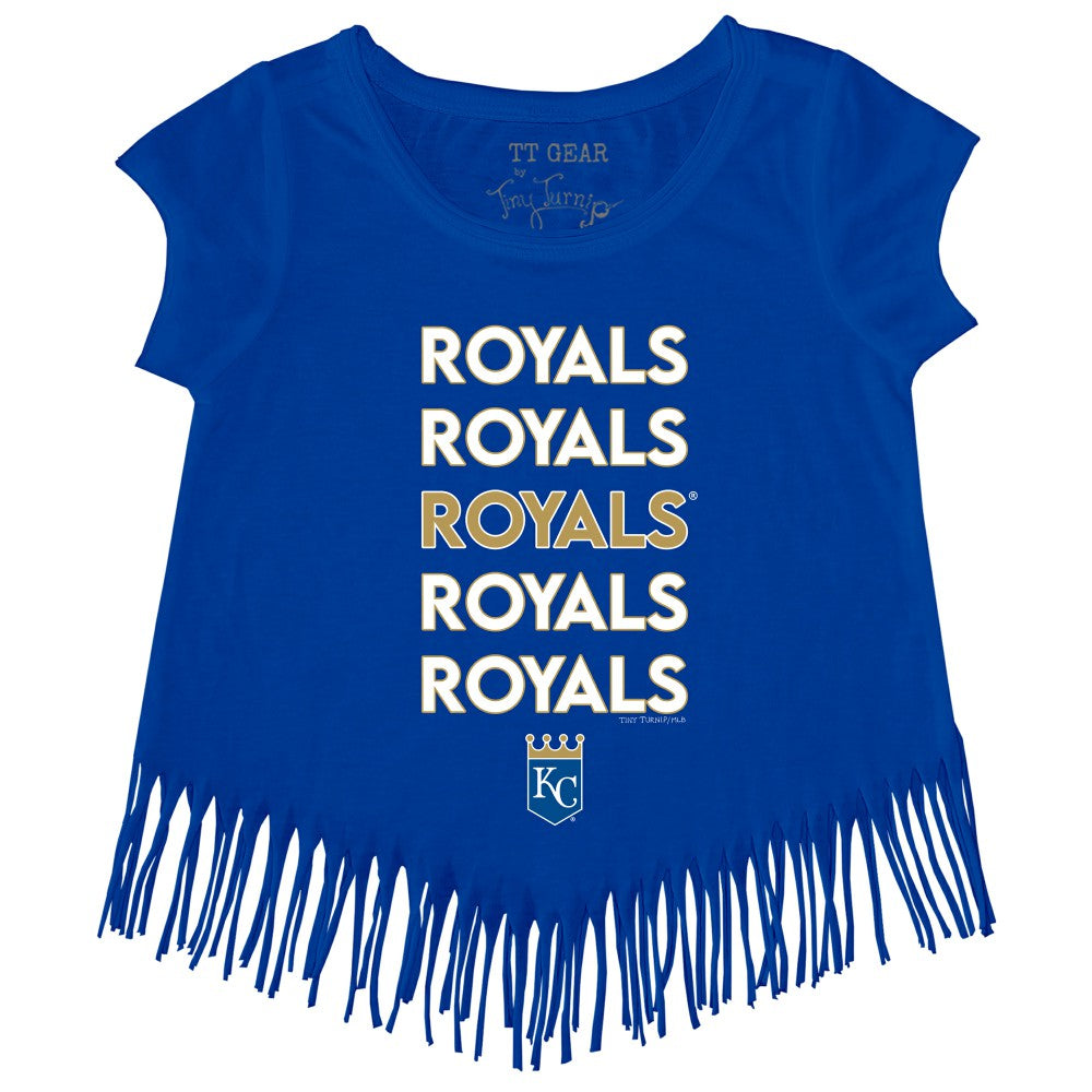 MLB Kansas City Royals Tiny Turnip Girls Youth Stacked Fringe T-Shirt