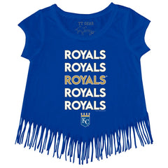MLB Kansas City Royals Tiny Turnip Girls Youth Stacked Fringe T-Shirt